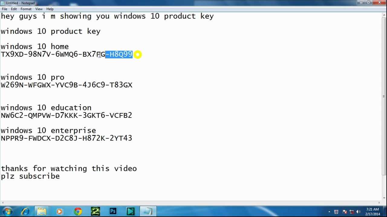 Windows 10 Pro 64bit Serial Key